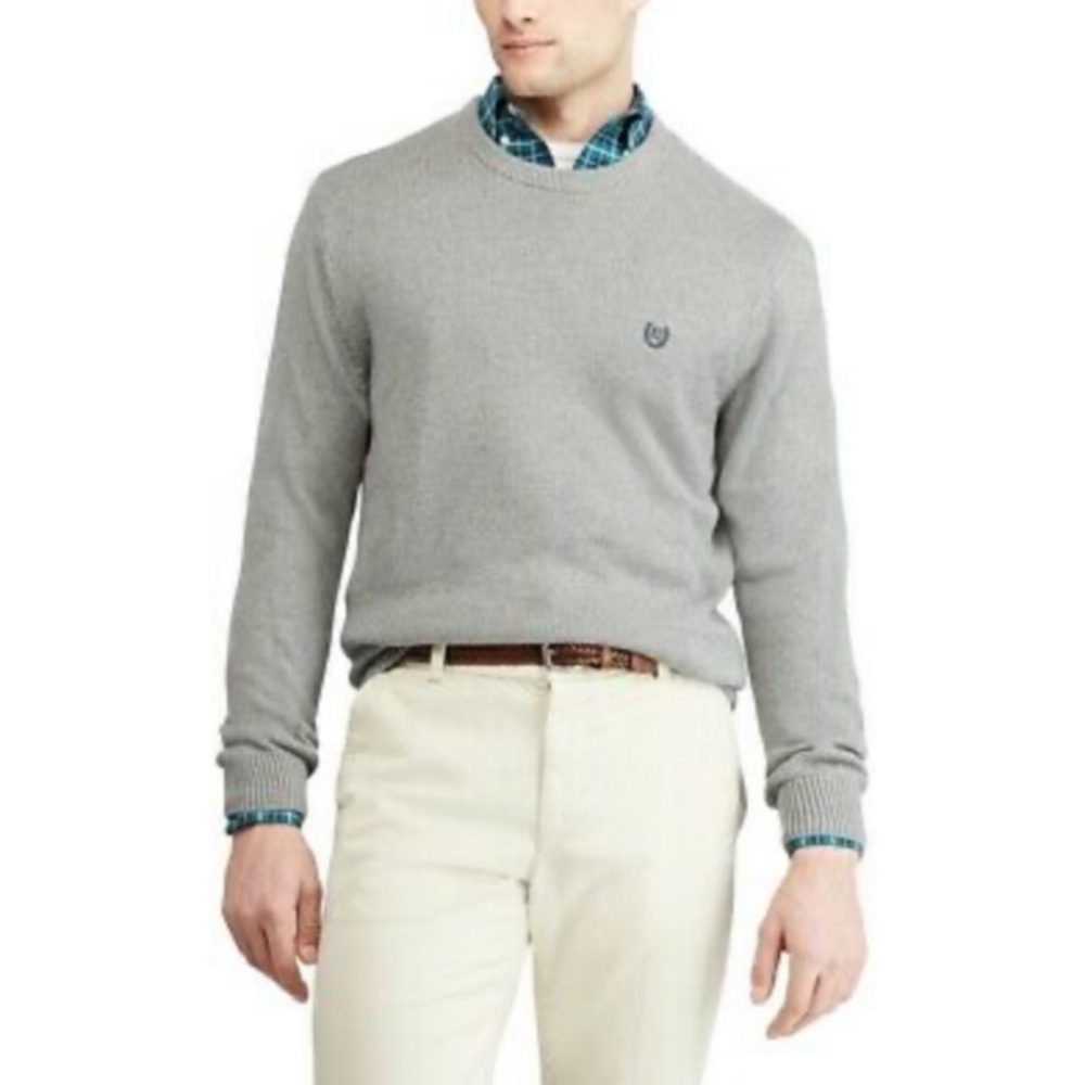 Chaps Men’s Gray Long Sleeve Regular Classic Fit Crewneck Sweater